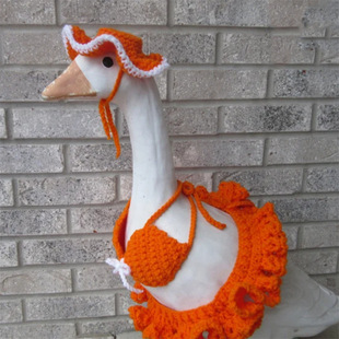 Foreign Trade Cross-Border Amazon New Product Pure Handmade Knitted Goose Bikini Suit Swimsuit Hat Finished Product Wholesale