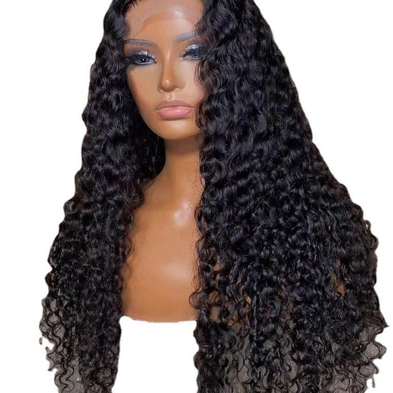 Peluca de encaje de cabeza completa para mujer, pequeña, rizada, de alta temperatura, de fibra sintética de seda, larga, rizada._voghion.com