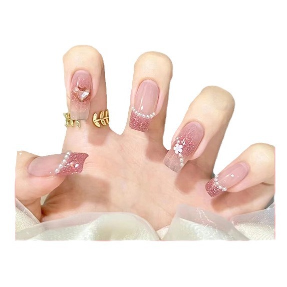 Elegante manicura chica blanca ins estilo dulce fresco caramelo leche tarjeta desgaste del color de uñas producto terminado al por mayor 24 piezas