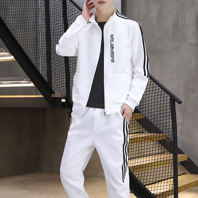 2024 primavera y otoño nuevo traje de ropa deportiva para hombres con cuello alto, tres barras, hombres y mujeres, el mismo estilo, dos piezas, transmisión en vivo
