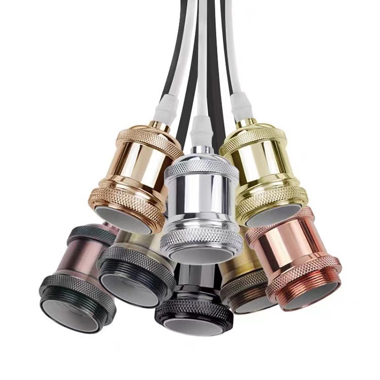 Venta directa de fábrica de portalámparas antiguas retro con cable colgante portalámparas de aluminio colgante E27 con puerto de tornillo grande con lámpara de araña de alambre
