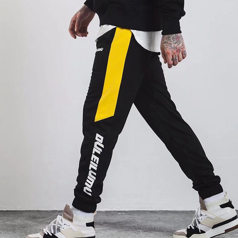 Mustard Mens |2022 autumn color stripe English Monogrammed casual pants pants pants elastic pedal