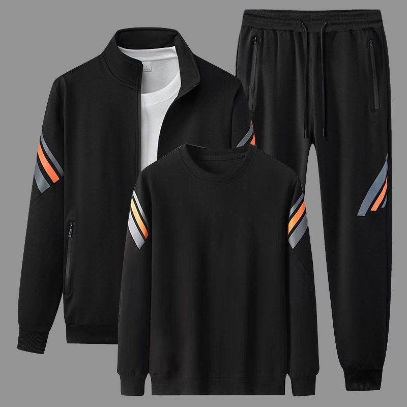 Spring and Autumn Round Neck Sweatshirt and Pants Sports Suit Men's Trendy Brand Suit Student Sportswear Casual Jacket Three-Piece Set