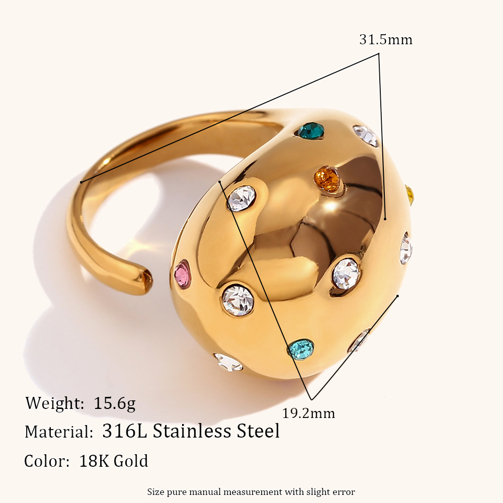 20g Weight 0.03µm-0.05µm Gold Plating Thickness PVD Coated Gold Plating Process PVD Coated Real Gold Plated Geometric Stainless Steel Retro Waterproof Non Tarnish Open Rings