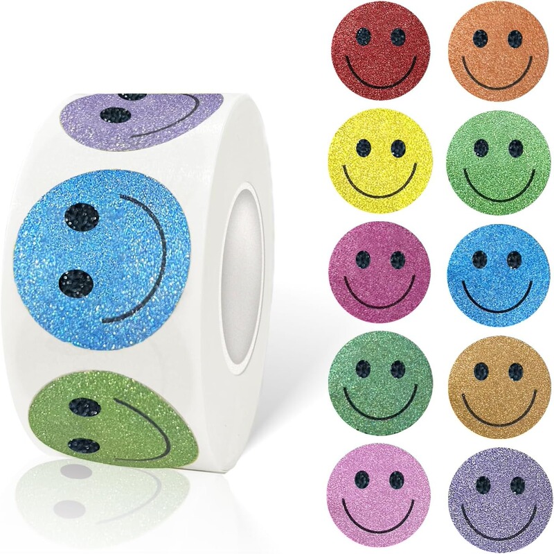 500/roll 2.5cm roll self-adhesive smiley sticker reward chart decoration adhesive sticker label