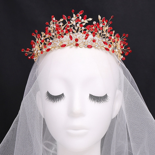 New wedding European style wedding headband, forest leaf crystal beaded gypsophila handmade bridal crown