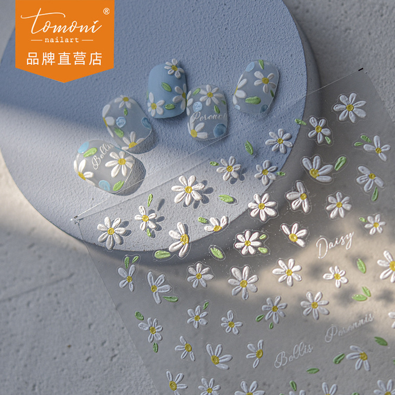 tomoni embossed nail stickers popular cute nail stickers factory wholesale Japanese Plaid Daisy 3803 tomoni embossed nail stickers popular cute nail stickers factory wholesale Japanese Plaid Daisy 3803