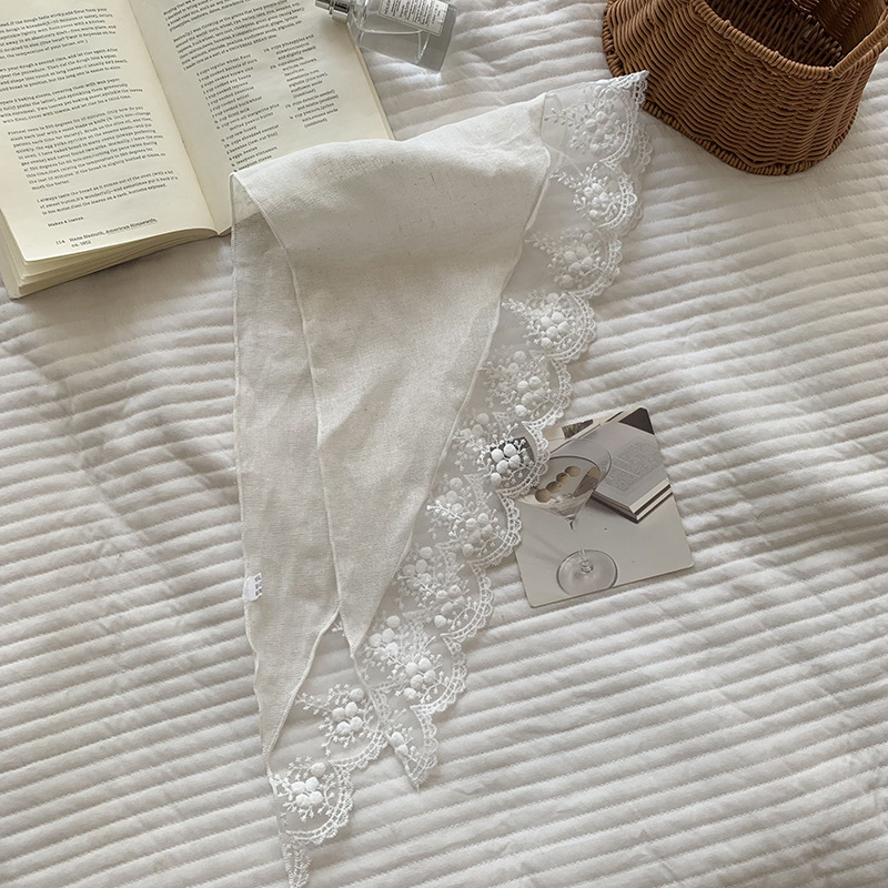 Bufanda de seda, diadema, mujer francesa, nuevo estilo, bufanda decorativa para el cuello, bufanda triangular de encaje, pañuelo en la cabeza, serpentina de estilo pastoral