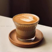 咖啡店手冲咖啡杯碟套装拿铁拉花杯澳白杯ins风高颜值花朵玻璃杯
