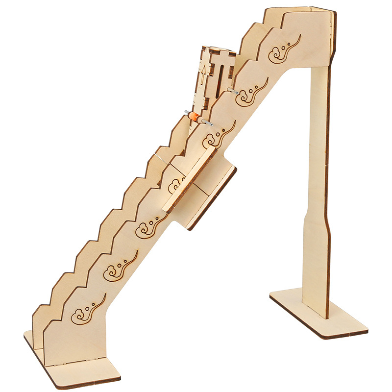 Escalera baja tecnología pequeña transformación de gravedad rodando cuesta abajo modelo físico manual DIY ayuda didáctica para niños estudiantes