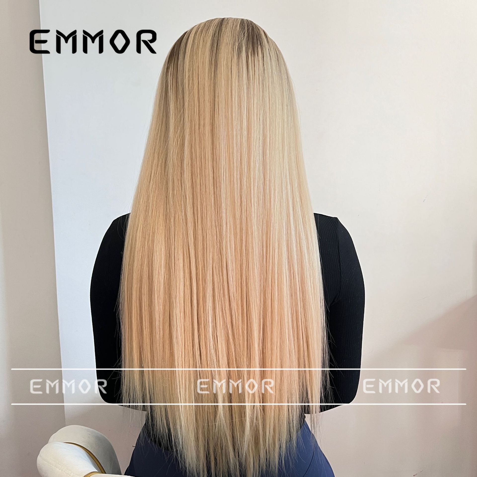 Moda europea y americana nueva suave pelo recto largo recto Bangs simulación natural transfronteriza suministro directo de fábrica peluca para las mujeres