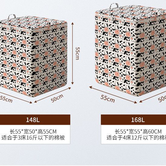 Edredón de algodón caja de almacenamiento grande ropa acolchada de algodón no tejida engrosada caja de almacenamiento de ropa acolchada de algodón bolsa de almacenamiento de tela con cremallera doble abierta
