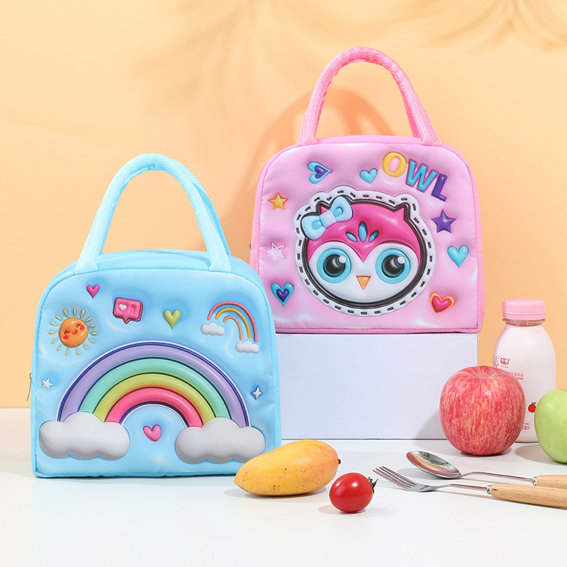 Nuevo patrón tridimensional de bolsas de almuerzo de dibujos animados de dopamina linda bolsa de almuerzo bolsa de aislamiento para el trabajo y la escuela almacenamiento de almuerzo