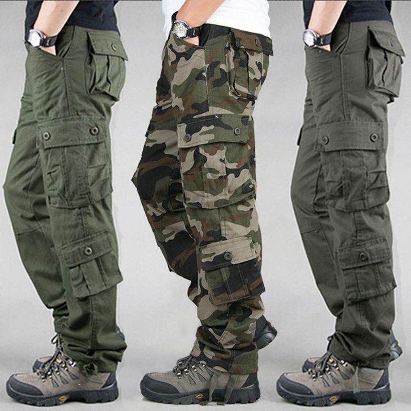 Outdoor Men's Multi-Pocket Overalls Robust Wear-Resistant Pure Cotton Casual Work Clothes Trousers Youth Labor Protection Loose Plus Size