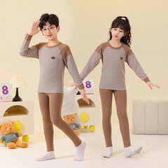 子供の保温下着の中の子供の冬のカシミヤの毛のシルクのパジャマの男の子の女の子の秋の服の秋のズボンのスーツ