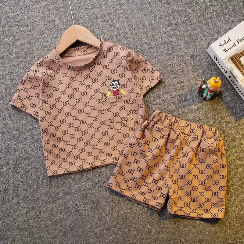 Summer fashionable children's set for boys with a round collar, Korean style