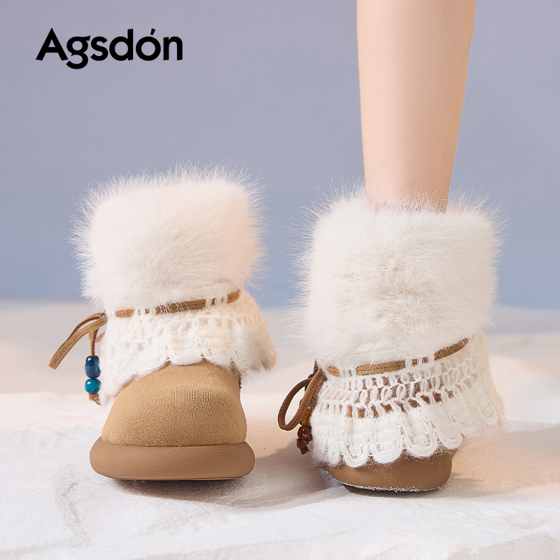 Augu Lion Dengjia vello grueso botas de nieve para mujeres 2025 nuevo invierno un pie botas de algodón de moda botas cortas