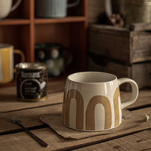 High-looking mug, universal Japanese retro breakfast cup, coffee cup, high-end ceramic large-capacity cup wholesale