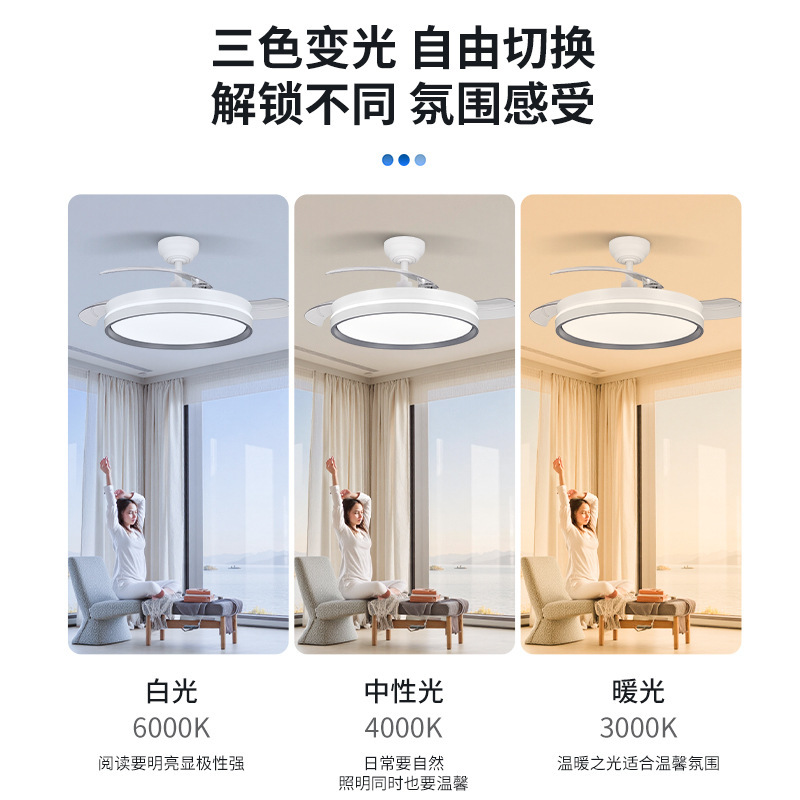 餐厅隐形风扇灯2025新款吊扇灯一体灯客厅风扇灯大风力卧室电扇灯|undefined