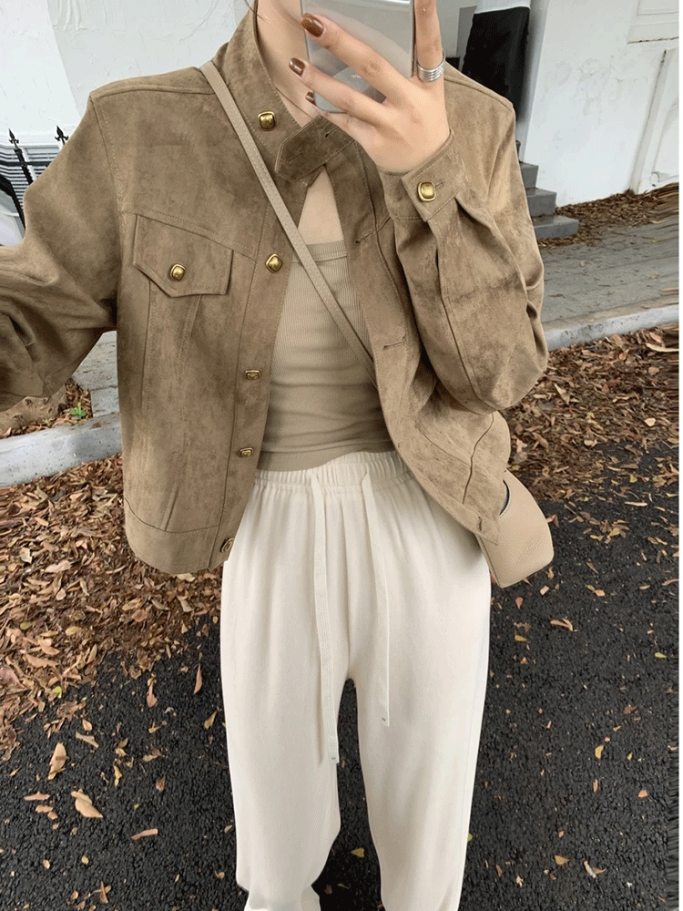 仿麓皮夹克衫女复古立领短款秋季新款韩版修身显瘦气质休闲外套潮|undefined