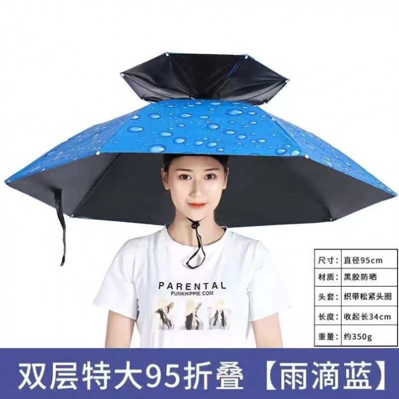ヘッドマウント釣り傘、屋外日焼け止め傘、新しいビニール折りたたみ傘、茶摘み漁具、麦わら帽子傘|undefined
