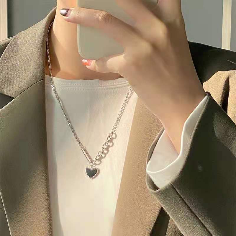 Fashion Heart Shape Titanium Steel Plating Pendant Necklace 1 Piece