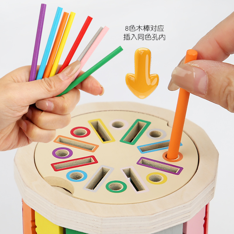 Madera Monty arcoíris bola de clasificación de pares de color infantil capacitación práctica cognitiva juguetes de educación temprana image 4