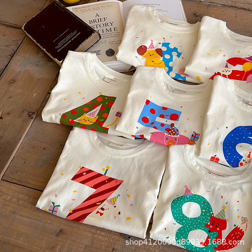 Cotton Children's Cartoon Print Short Sleeve T-Shirt for Boys Summer Clothes for Girls Baby Half Sleeve Summer Style Children's Clothing