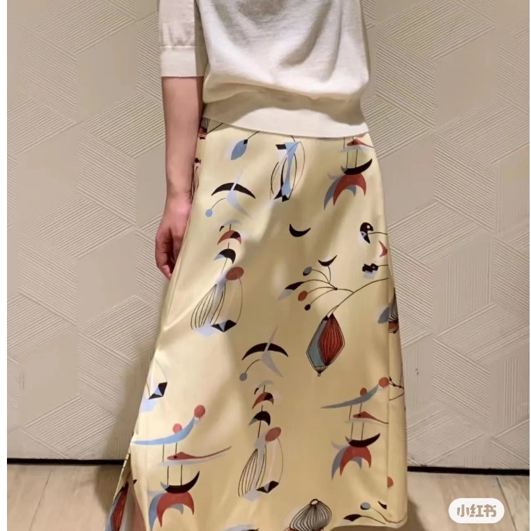 Summer silk elegant skirt