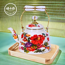 搪小厨水晶手柄加厚珐琅壶家用烧水壶奶茶壶搪瓷开水壶电磁炉燃气