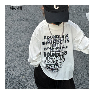 Children's Autum Long-Sleeved T-Shirts Korean Style Kidsren's Clothing Boys' Autum Clothes Baby Boy's Letter Round Neck Sweatshirt Autum Clothing