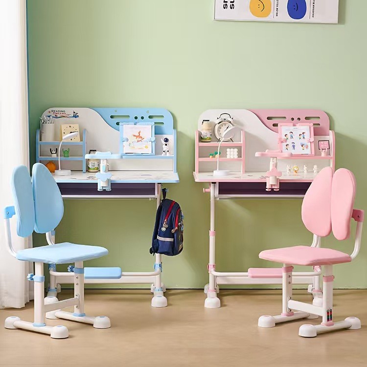 可升降学习桌椅套装书桌书架组合一体写字桌厂家批发儿童学习桌椅