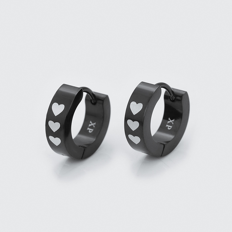 Xuping nicho simple personalidad de acero inoxidable moda negra pendientes de auriculares para hombres y mujeres al por mayor
