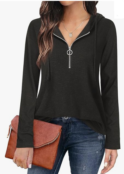 2023 Amazon Foreign Trade Autumn Women's Clothing Women's Quarter-Zip Long-Sleeve Hoodie Cross-Border Supply