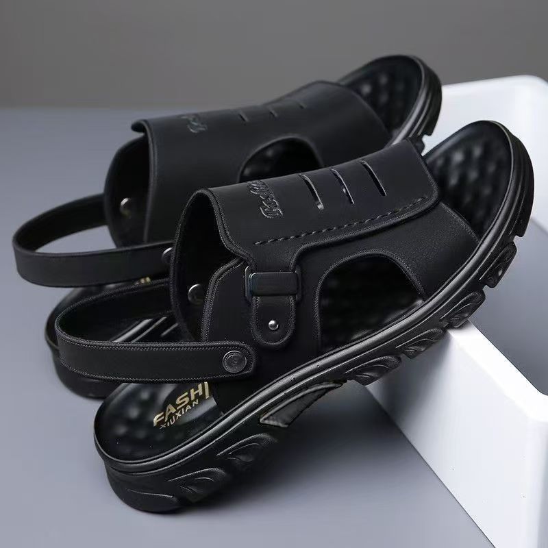 Verano nuevas sandalias para hombres zapatillas no olor pies suaves antideslizantes suela gruesa resistente al desgaste conducir papá de doble uso hombre cómodo