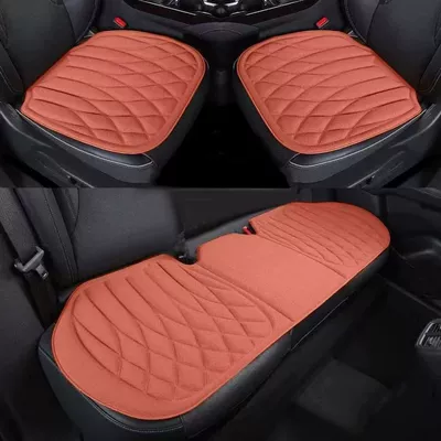High-quality car seat cushion for all seasons, made of seaweed fiber, latex, and memory foam, hot-pressed into one piece, non-slip (Four Seasons Pad) - classic-orange-single-driver-1-piece-seat-cushion