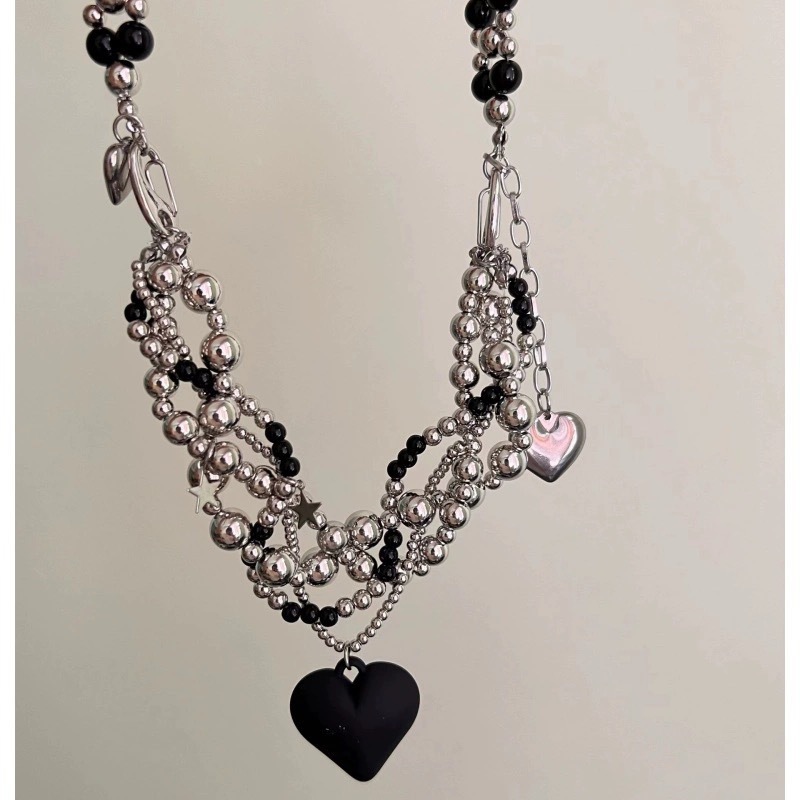 Collana con ciondolo a cuore e perline - gioiello hip hop donna_voghion.com