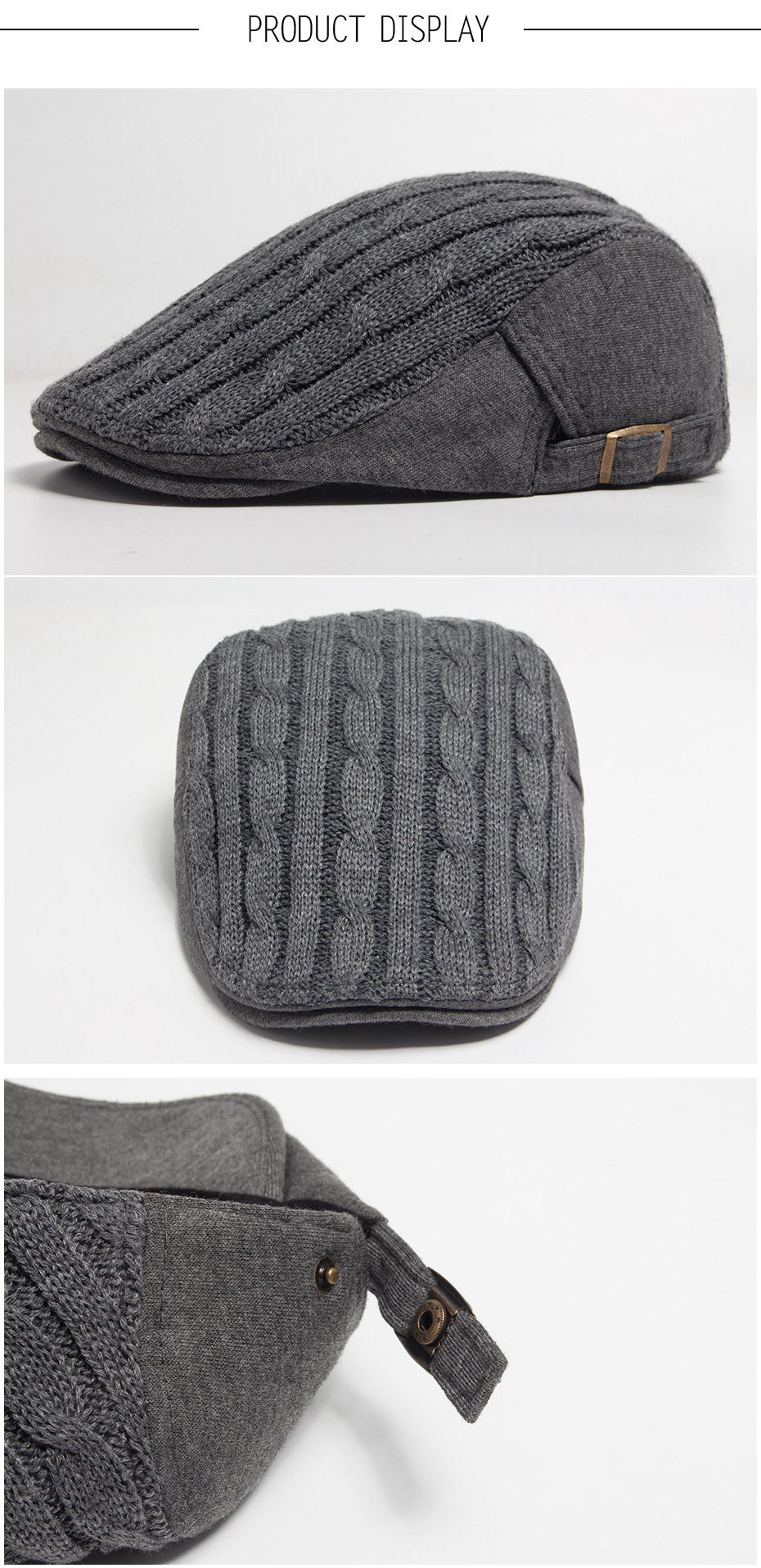 Autunno Inverno Nuovo berretto da uomo di mezza età e anziani addensato calore lavorato a maglia in avanti casual cappello con lingua d'anatra_voghion.com