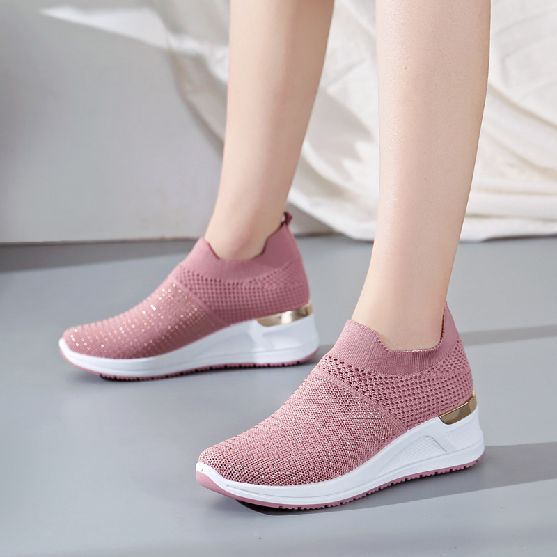 Zapatos deportivos casuales para mujer 2023, zapatos de mujer versátiles con suela gruesa que aumentan la altura para primavera y otoño, zapatos individuales de malla transpirable, transpirables y cómodos.