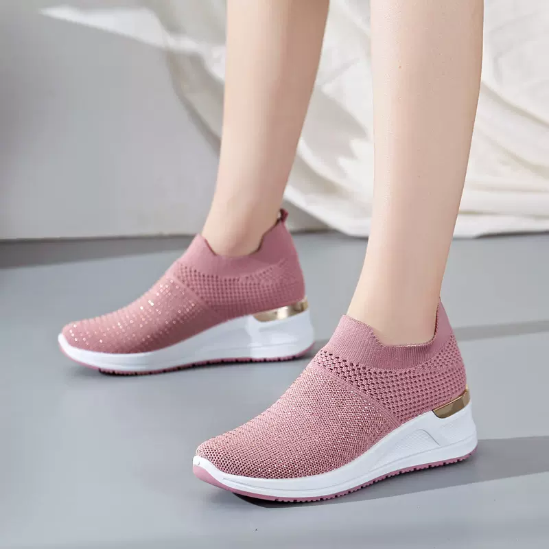 2023休闲运动鞋女春秋季百搭内增高厚底女鞋透气网面单鞋透气舒适