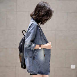 2025新款初秋牛仔外套女中长款时尚显瘦薄款宽松休闲风衣牛仔外穿