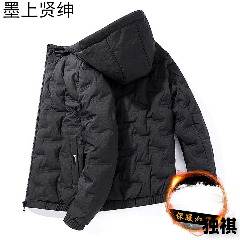 Nueva chaqueta con capucha gruesa informal de invierno para hombre, abrigo de algodón corto de moda Jinchang.