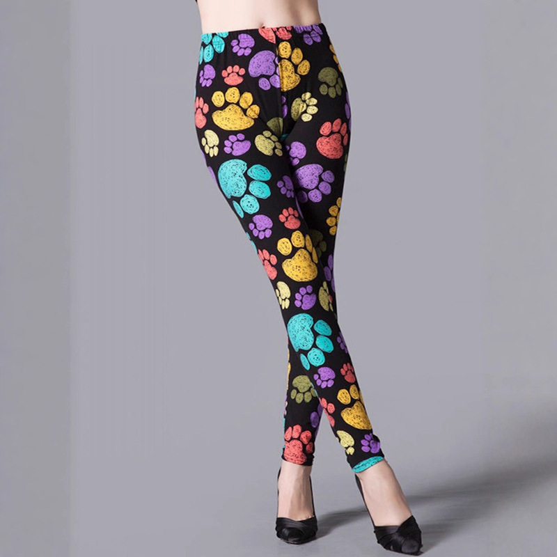 Foreign Trade I Printed Leggings Women's Workout Polyester High Waist Leggings Fitness Gym Sportswear Pencil