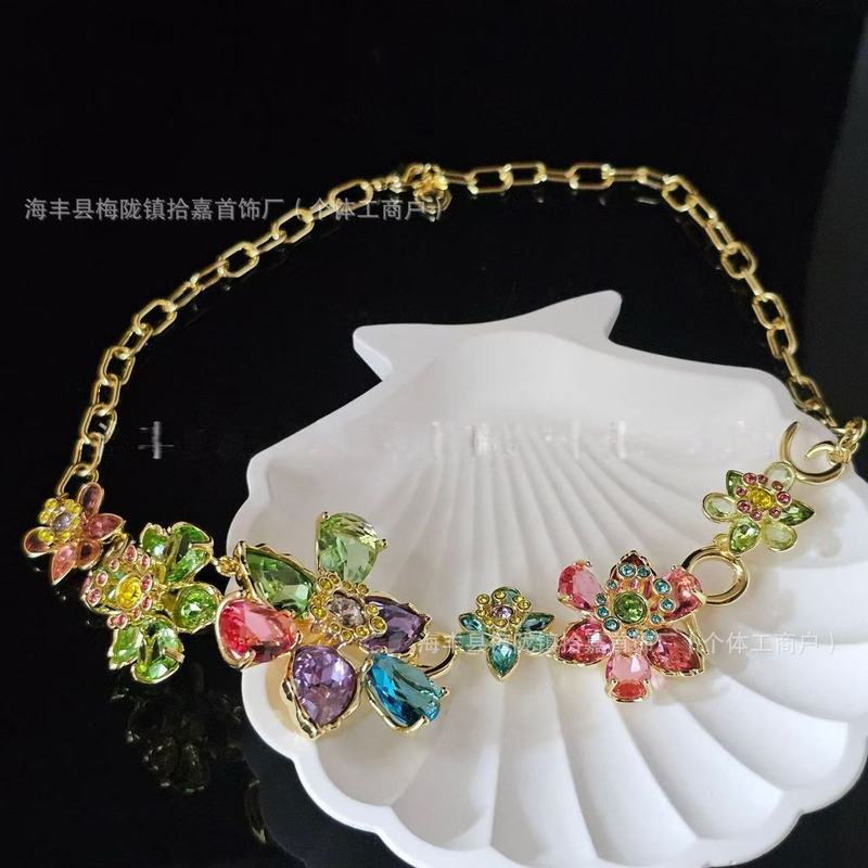 施家ldyllia水晶彩色花项链gema多巴胺饰品轻奢高级感厂家批发|undefined