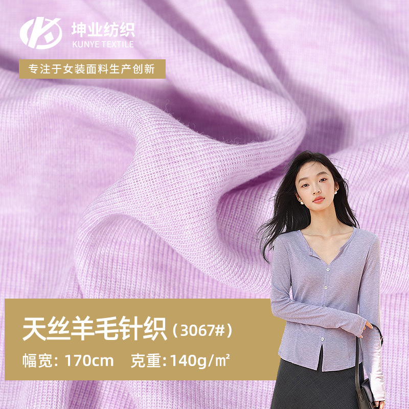 天丝羊毛针织 厂家批发 弹力面料春夏连衣裙衬衫小衫针织衫面料