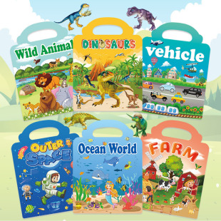 Cross-Border Wholesale Kidsren's Puffy Bubble Stereo Sticker Book Early Education Training Concentration Toys Jelly Book Dinosaur