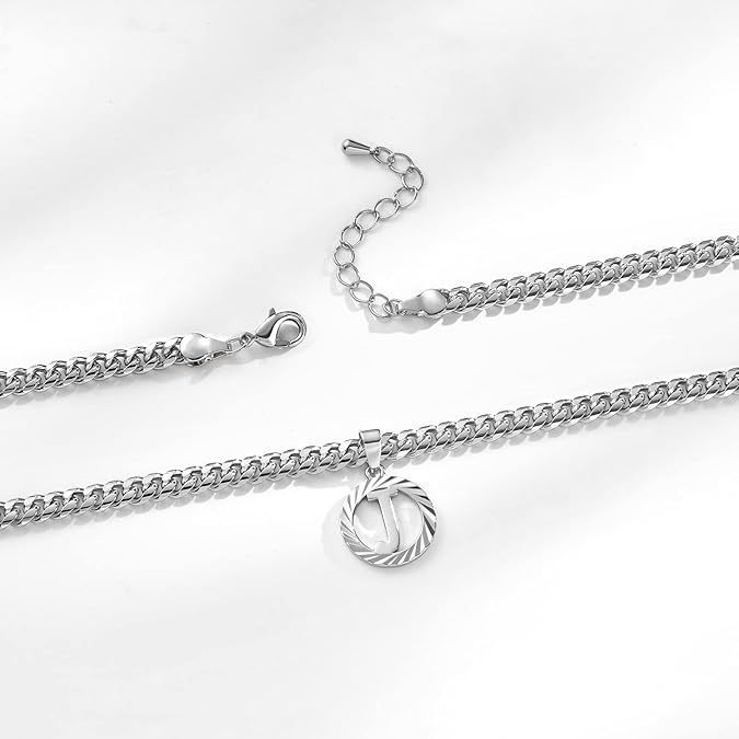 Collier cubain en or blanc, style européen et américain, 26 lettres, style clavicule, inaltérable. Bijou inaltérable._voghion.com