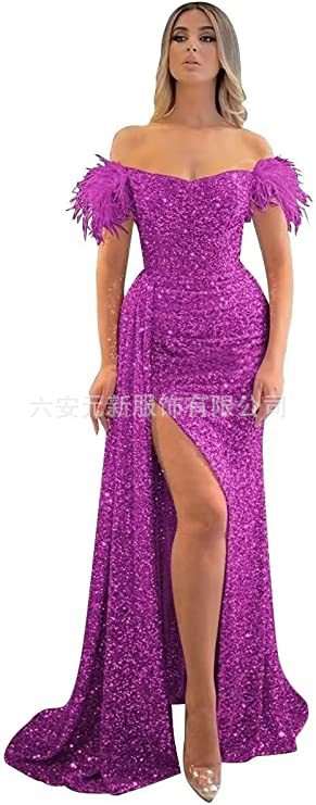 Comercio exterior de Europa y América Amazon AliExpress deseo estación independiente nueva sequined fuera del hombro split fishtail vestido adelgazante image 18