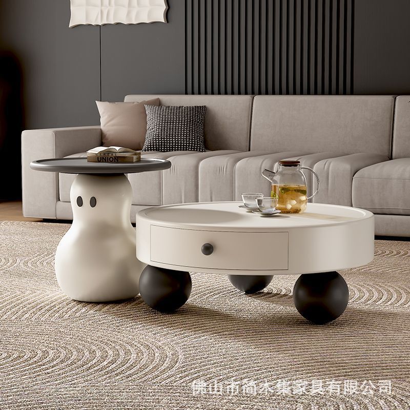 新しいクリーム風雪だるまコーヒーテーブルテレビキャビネット組み合わせモダンシンプルクリエイティブホーム小さなアパートリビングルーム引き出し付き|undefined