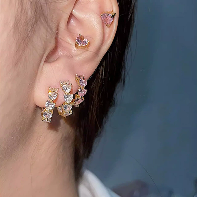Small design earrings with zircon, high-quality style